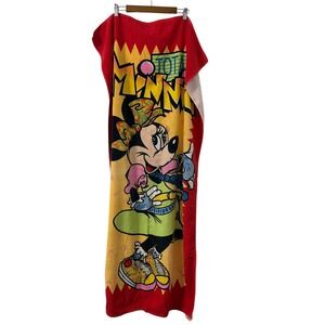 Jo Franco VTG 90s Disney Totally Minnie Mouse Beach Towel Red 100% Cotton 57.5"